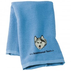 Personalised Husky Custom Embroidered  Terry Cotton Towel Personalised Husky Custom Embroidered  Terry Cotton Towel