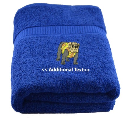 Personalised British Bulldog Custom Embroidered Terry Cotton Towel