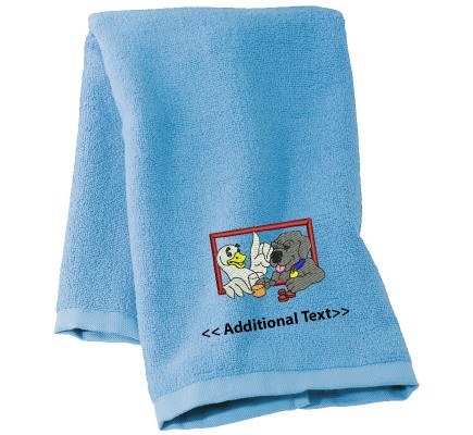 Personalised A Dog and a Duck  Custom Embroidered Terry Cotton Towel