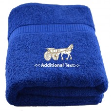Personalised Horse and Cart Large Custom Embroidered  Terry Cotton Towel