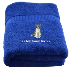 Personalised Cat  Custom Embroidered Terry Cotton Towel