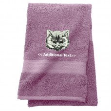 Personalised Cat Head  Custom Embroidered Terry Cotton Towel