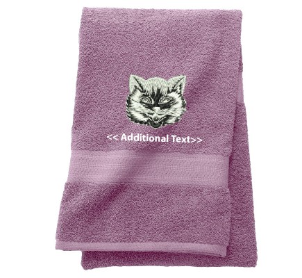 Personalised Cat Head  Custom Embroidered Terry Cotton Towel