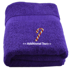 Personalised Candy Cane  Seasonal Towels Terry Cotton Towel