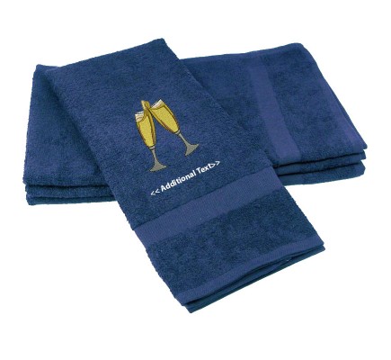 Personalised Champagne Glasses  Gift Towels Terry Cotton Towel