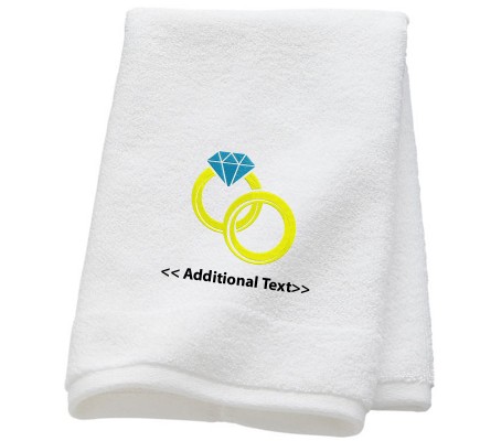 Personalised Twin Rings Wedding Towel Terry Cotton Towel